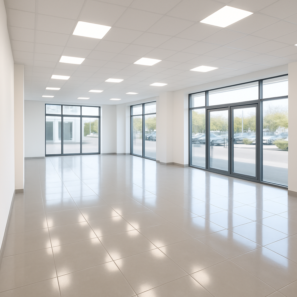 Après — Nettoyage de fin de chantier dans un bâtiment commercial