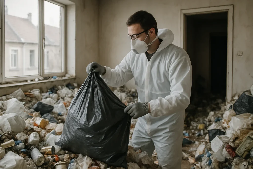 Un espace de vie à Armentières avec des objets éparpillés, représentant le syndrome de Diogène.
