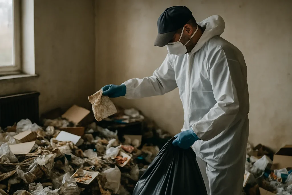 Un appartement à Raismes en situation de syndrome de Diogène, avec des objets entassés.