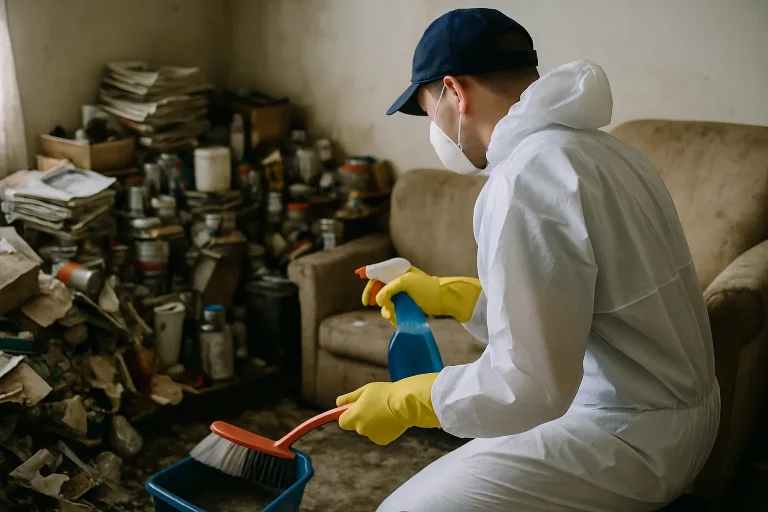 Intérieur d'un appartement à Lille montrant un encombrement sévère typique du syndrome de Diogène.