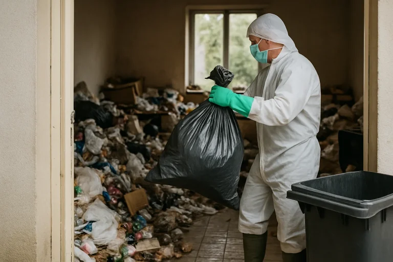 Intérieur d'une maison à Bruay-La-Buissière en désordre, illustrant le syndrome de Diogène.