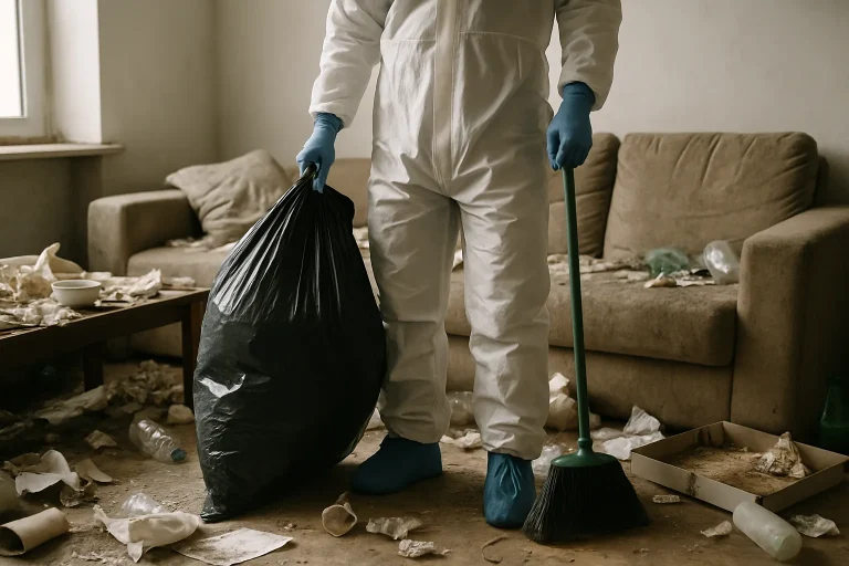 Intérieur d'une maison à Courrières montrant des conditions de vie difficiles liées au syndrome de Diogène.