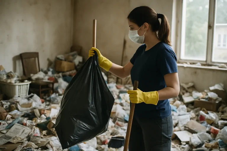 Intérieur d'un appartement en désordre à Nœux-Les-Mines, illustrant le syndrome de Diogène.
